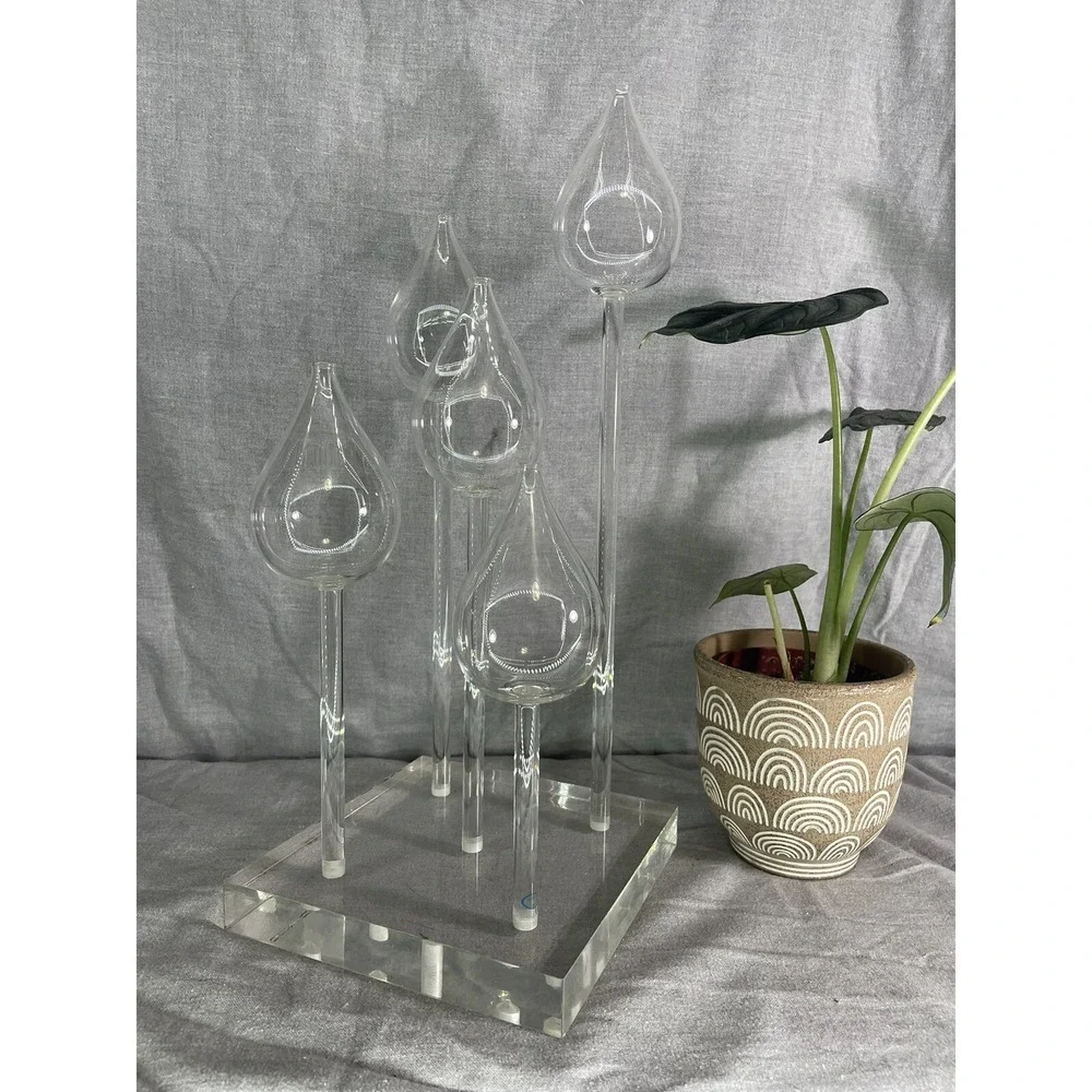 Rare 1960 Vintage‎ Belag MCM hand blown glass oil lamp Luci base 5 stems & wicks